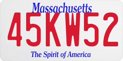 MA license plate 45KW52