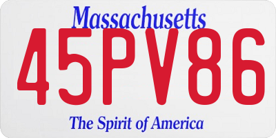 MA license plate 45PV86