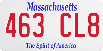 MA license plate 463CL8
