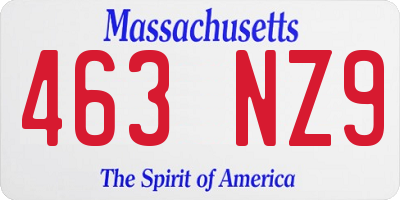 MA license plate 463NZ9