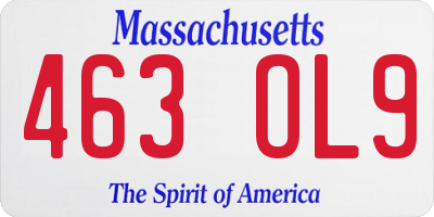 MA license plate 463OL9