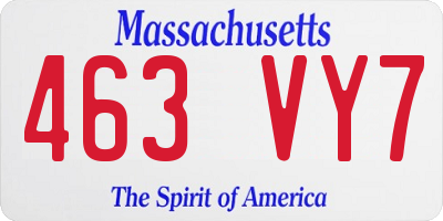 MA license plate 463VY7