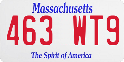 MA license plate 463WT9