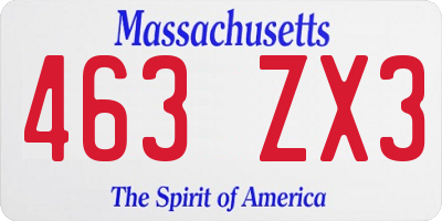 MA license plate 463ZX3