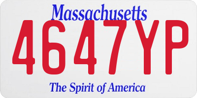 MA license plate 4647YP