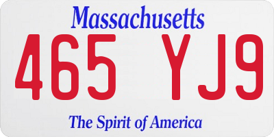 MA license plate 465YJ9