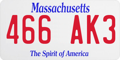MA license plate 466AK3