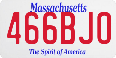 MA license plate 466BJO