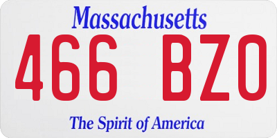 MA license plate 466BZ0