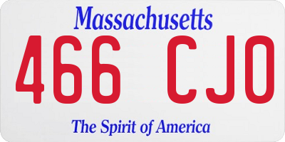 MA license plate 466CJ0