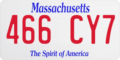 MA license plate 466CY7