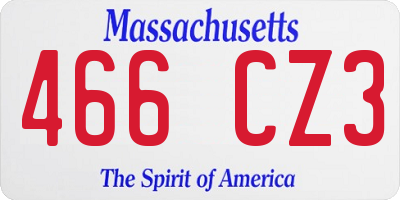 MA license plate 466CZ3