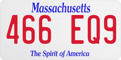 MA license plate 466EQ9
