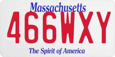 MA license plate 466WXY