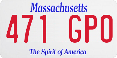 MA license plate 471GP0