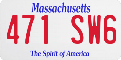 MA license plate 471SW6