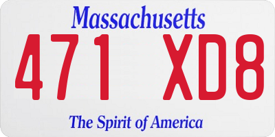 MA license plate 471XD8