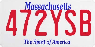 MA license plate 472YSB