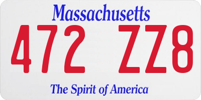 MA license plate 472ZZ8