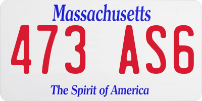 MA license plate 473AS6