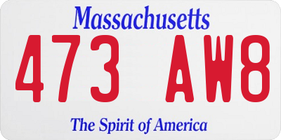 MA license plate 473AW8