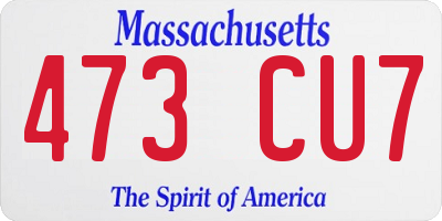 MA license plate 473CU7
