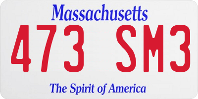 MA license plate 473SM3