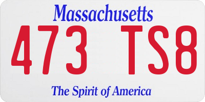 MA license plate 473TS8