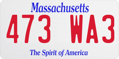 MA license plate 473WA3