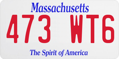 MA license plate 473WT6