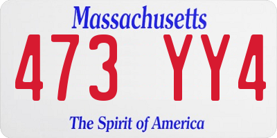 MA license plate 473YY4