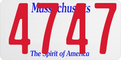 MA license plate 4747