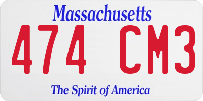 MA license plate 474CM3
