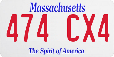 MA license plate 474CX4