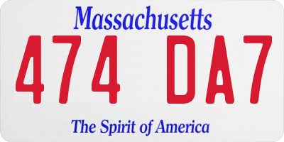 MA license plate 474DA7
