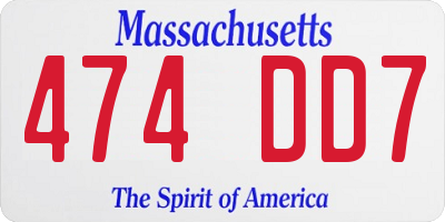 MA license plate 474DD7