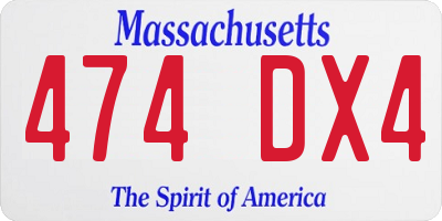 MA license plate 474DX4
