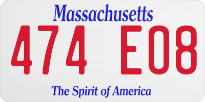 MA license plate 474EO8