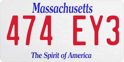 MA license plate 474EY3