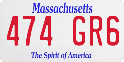 MA license plate 474GR6