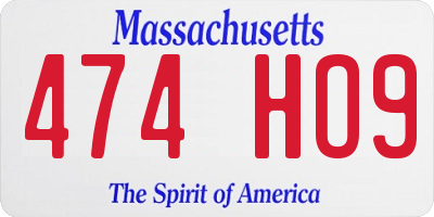 MA license plate 474HO9