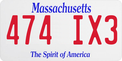 MA license plate 474IX3