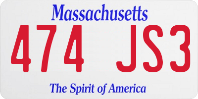 MA license plate 474JS3