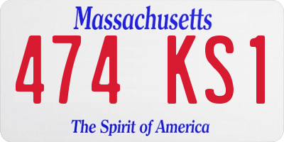 MA license plate 474KS1