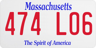 MA license plate 474LO6