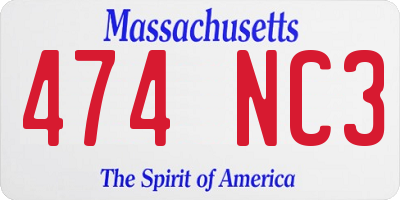 MA license plate 474NC3