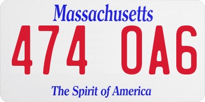 MA license plate 474OA6