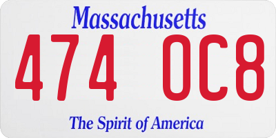 MA license plate 474OC8