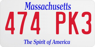 MA license plate 474PK3