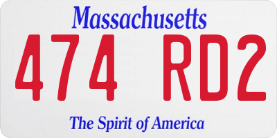 MA license plate 474RD2